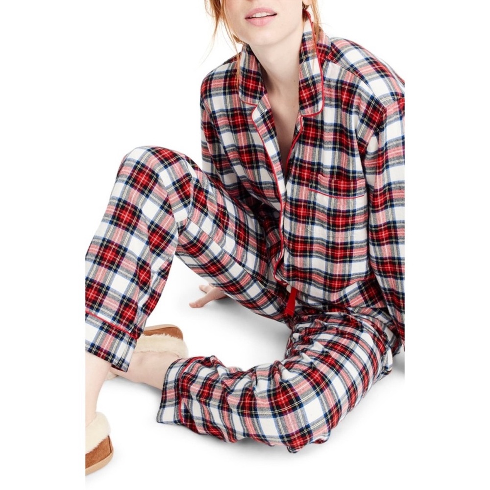 J.Crew Whiteout Plaid Flannel Pajama Set - Picture 2 of 11